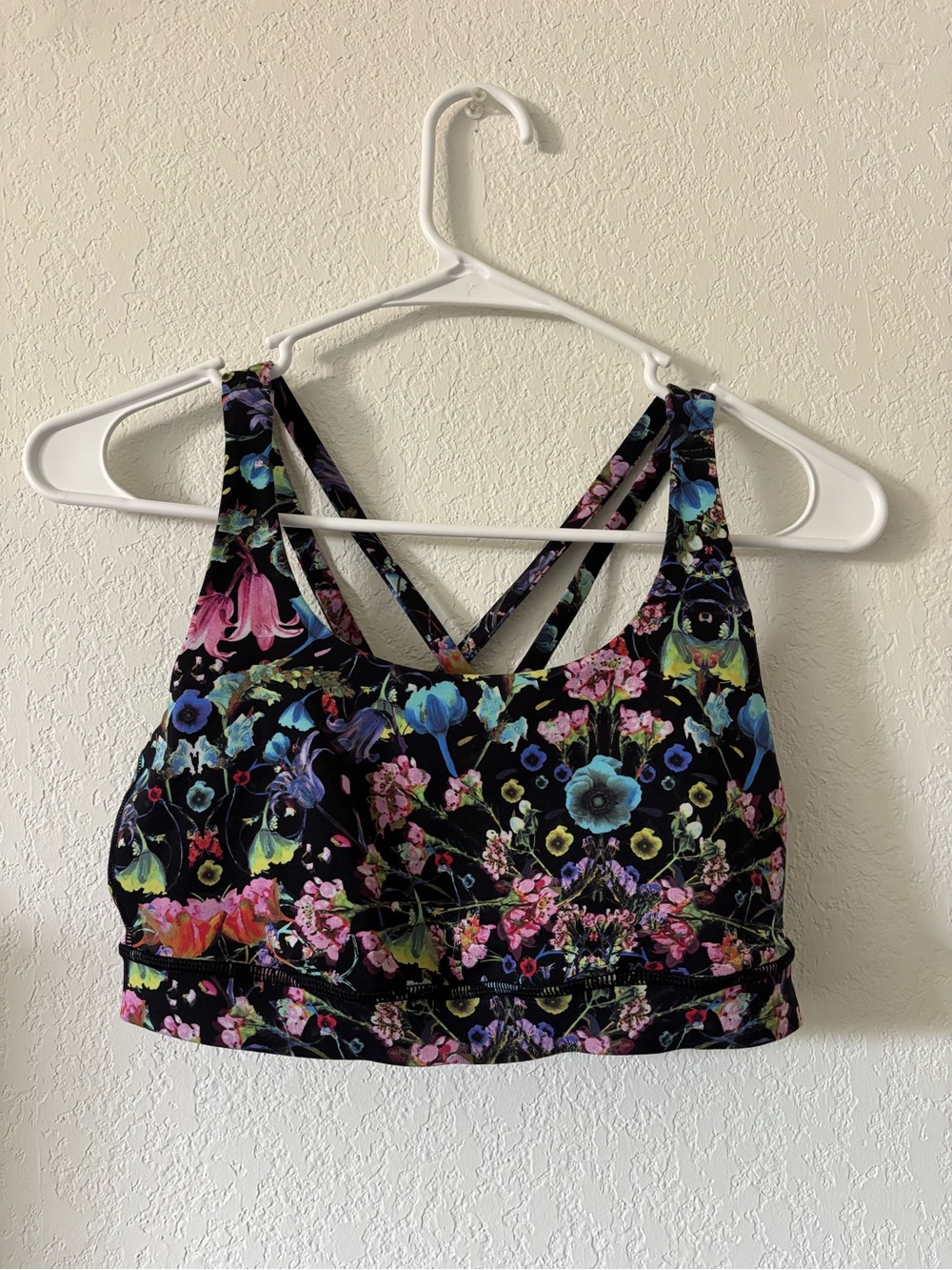 lululemon athletica Black Floral Strappy Sports Bra
